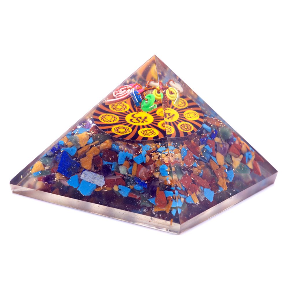 Orgonit Pyramide mit Om-Chakra Symbol – 7 cm Energiegenerator für Harmonie