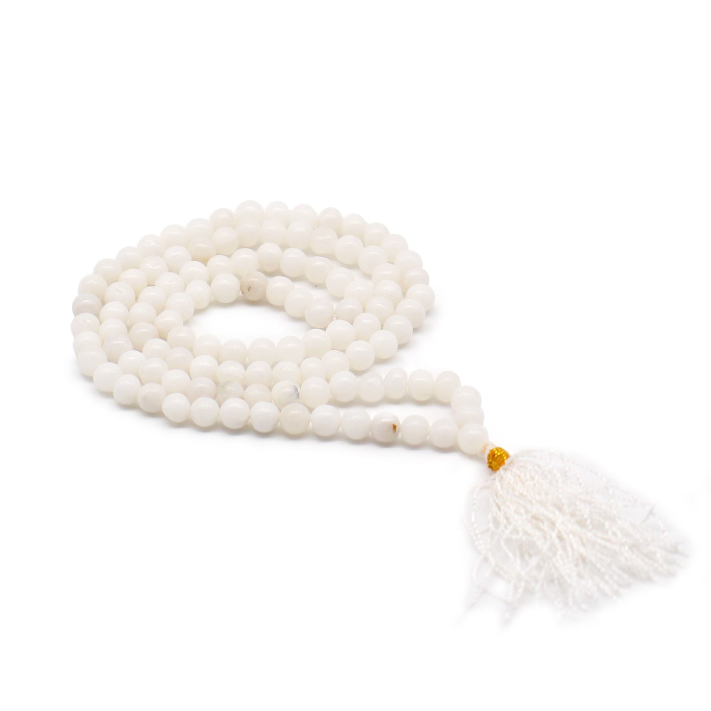 Edelstein-Mala aus Weißem Quarz – 108 Perlen für Meditation & Stil
