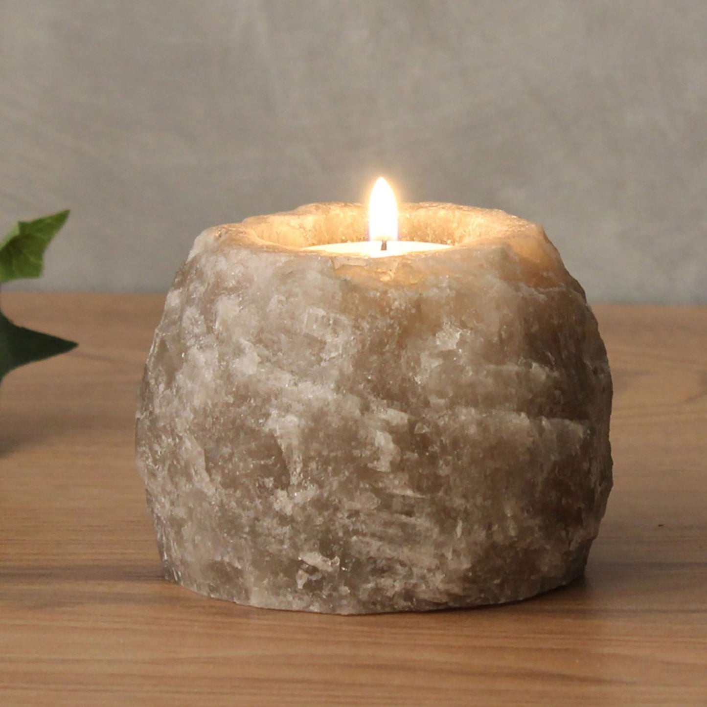 Grauer Himalaya-Salz Kerzenhalter – Natürliches Unikat (600-800g)