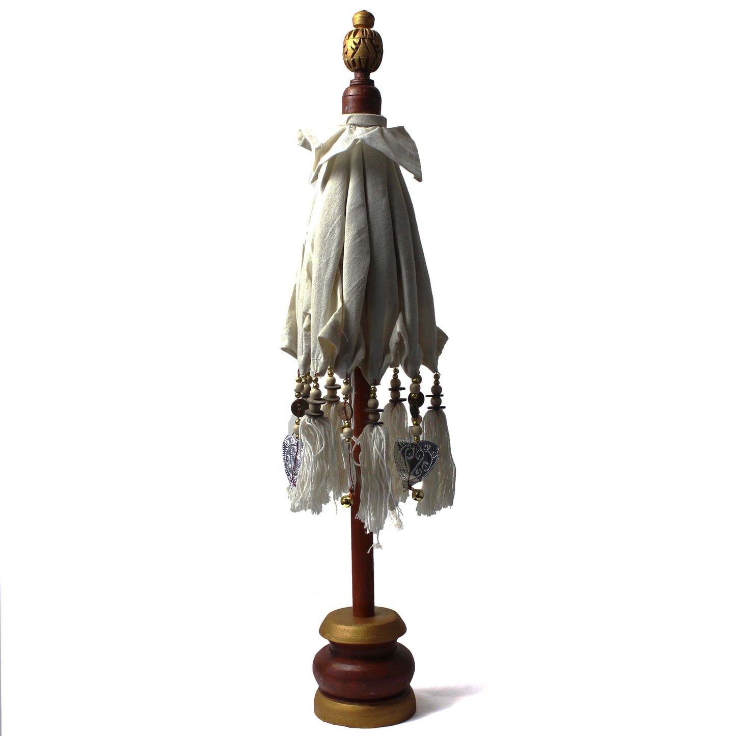 Zierschirm Bali Natur 40 cm - Handgefertigte Canvas-Dekoration mit Aluminium-Akzenten