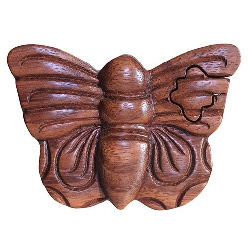 Bali Magic Box 'Schmetterling' – Geheimnisvolle Rätselbox aus Holz