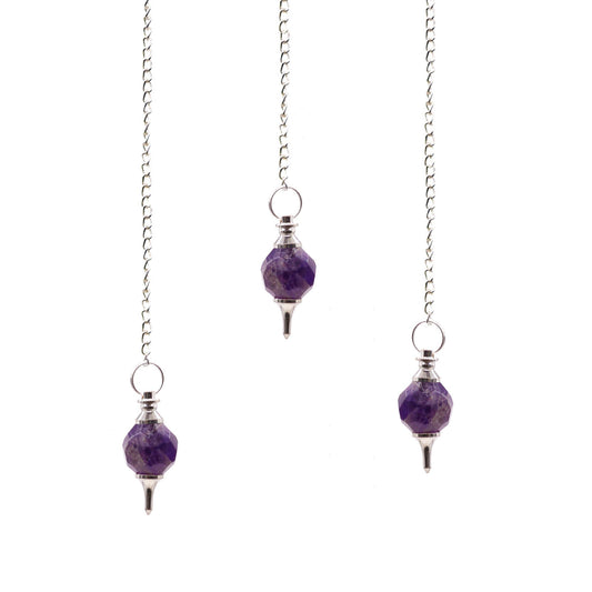 Facettierter Amethyst Pendel – Handgeschliffenes Einzelstück für Meditation
