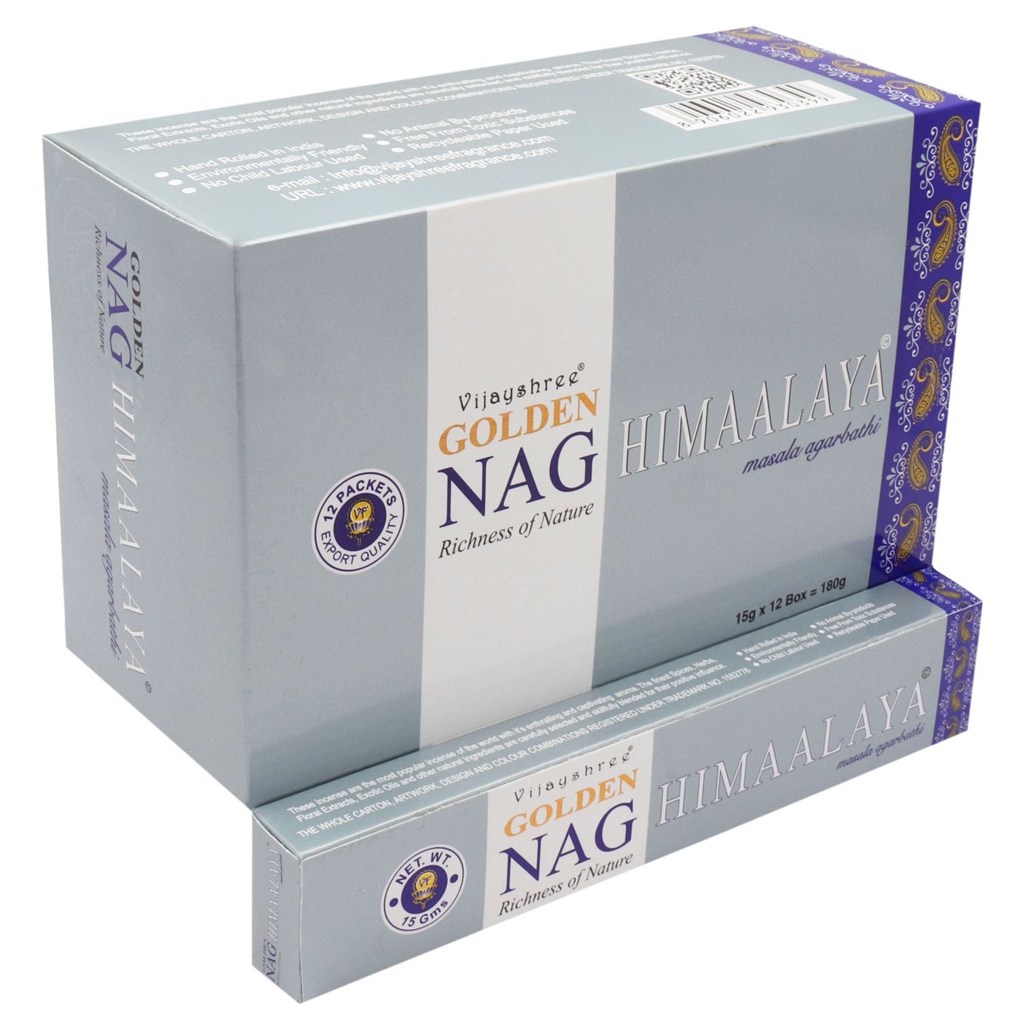 Golden Nag Himalaya Räucherstäbchen – Handgerollte Premium-Qualität (15g)