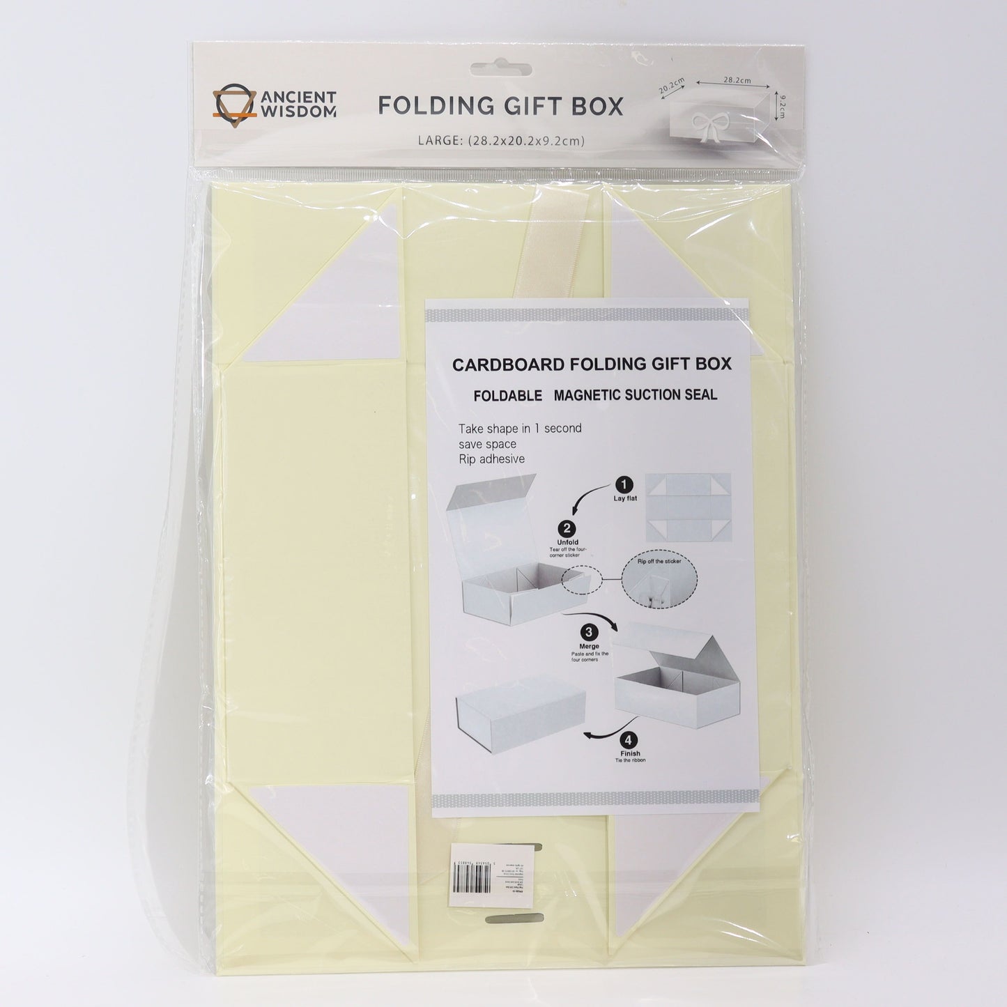 Faltbare Geschenkbox Marfil - Elegante Verpackung mit Schleife in Cremeweiß