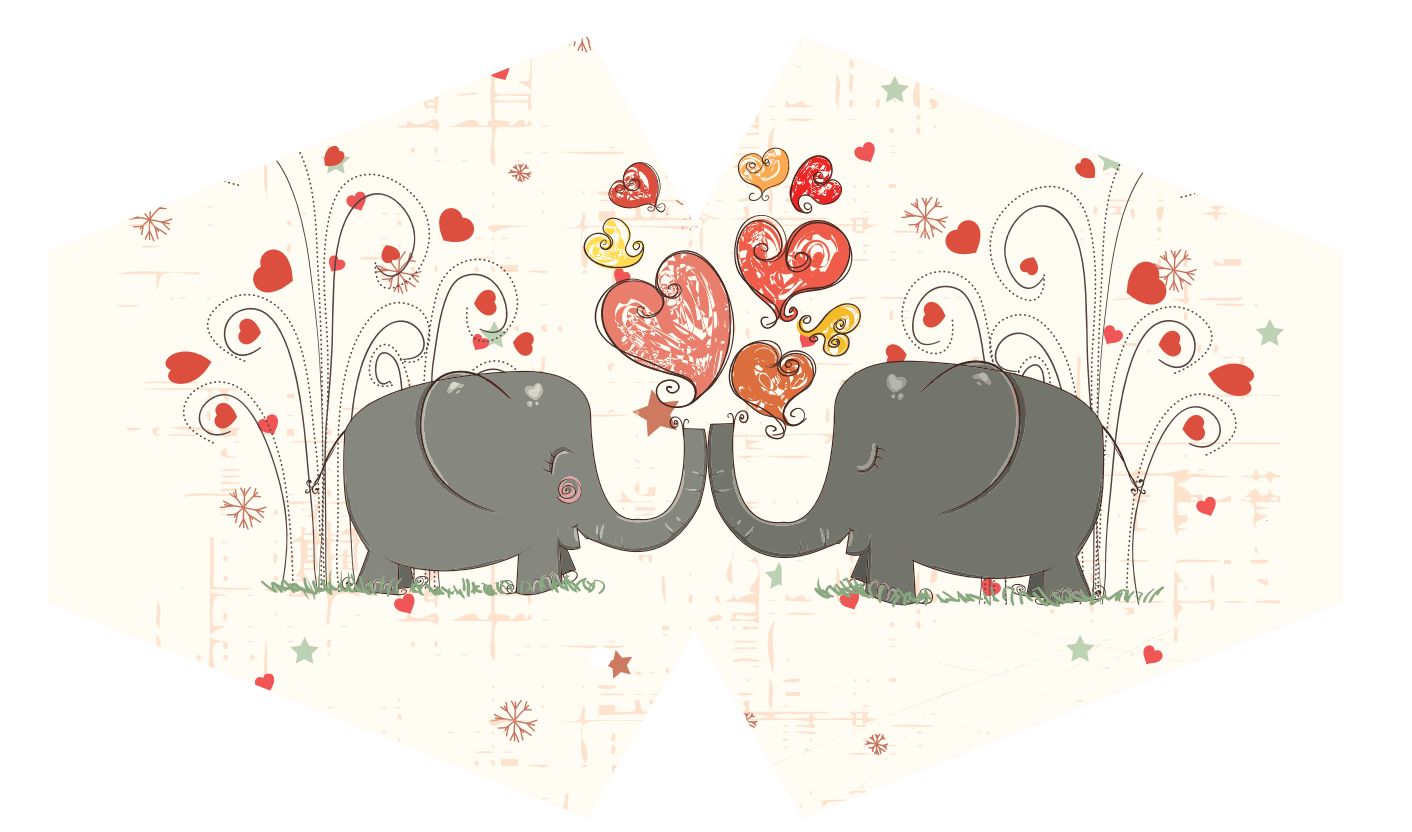 Love Elephants Gesichtsmaske für Erwachsene – Wiederverwendbar mit Filter