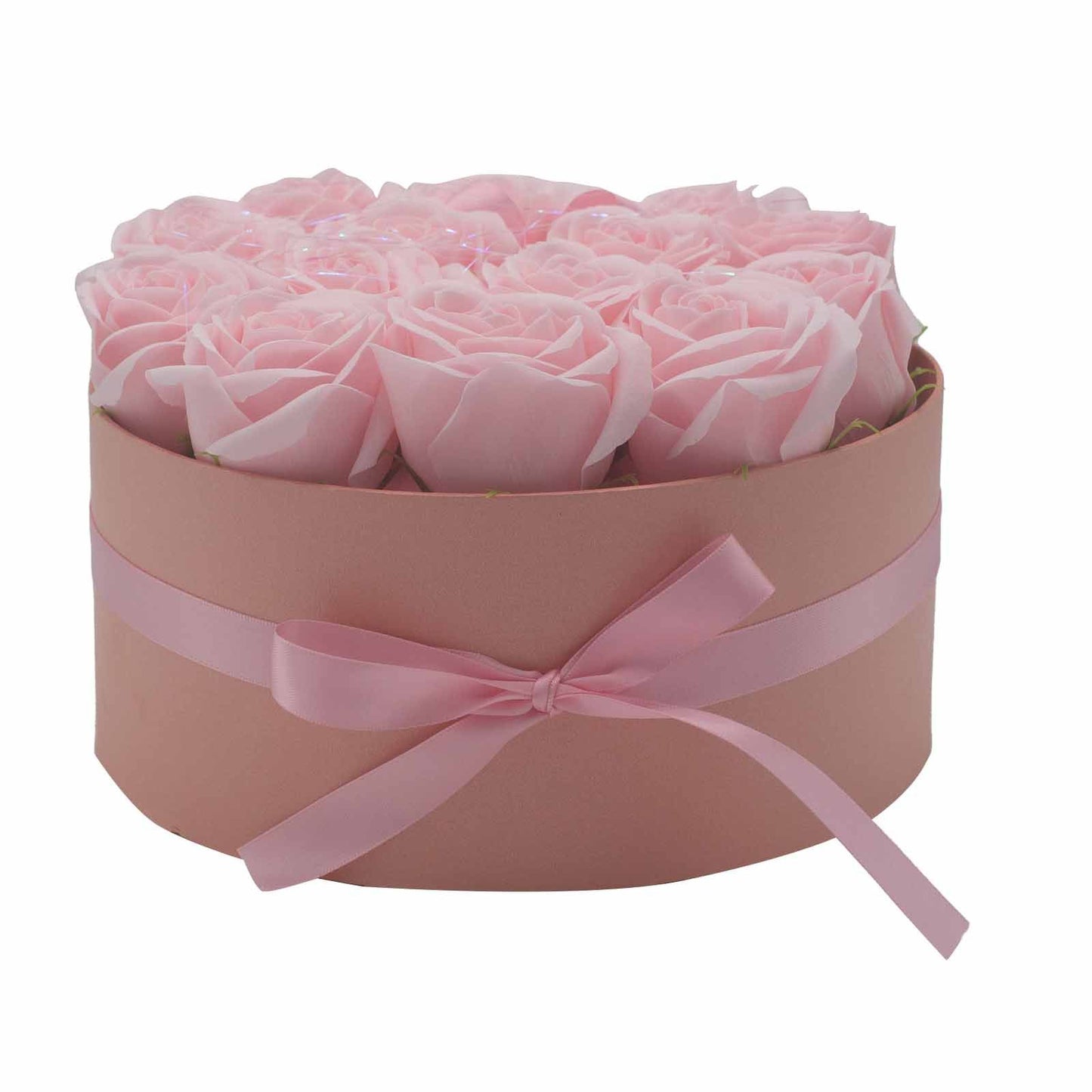 Luxus Seifenrosen-Strauß mit 14 rosa Rosen – Wiederverwendbare Geschenkbox
