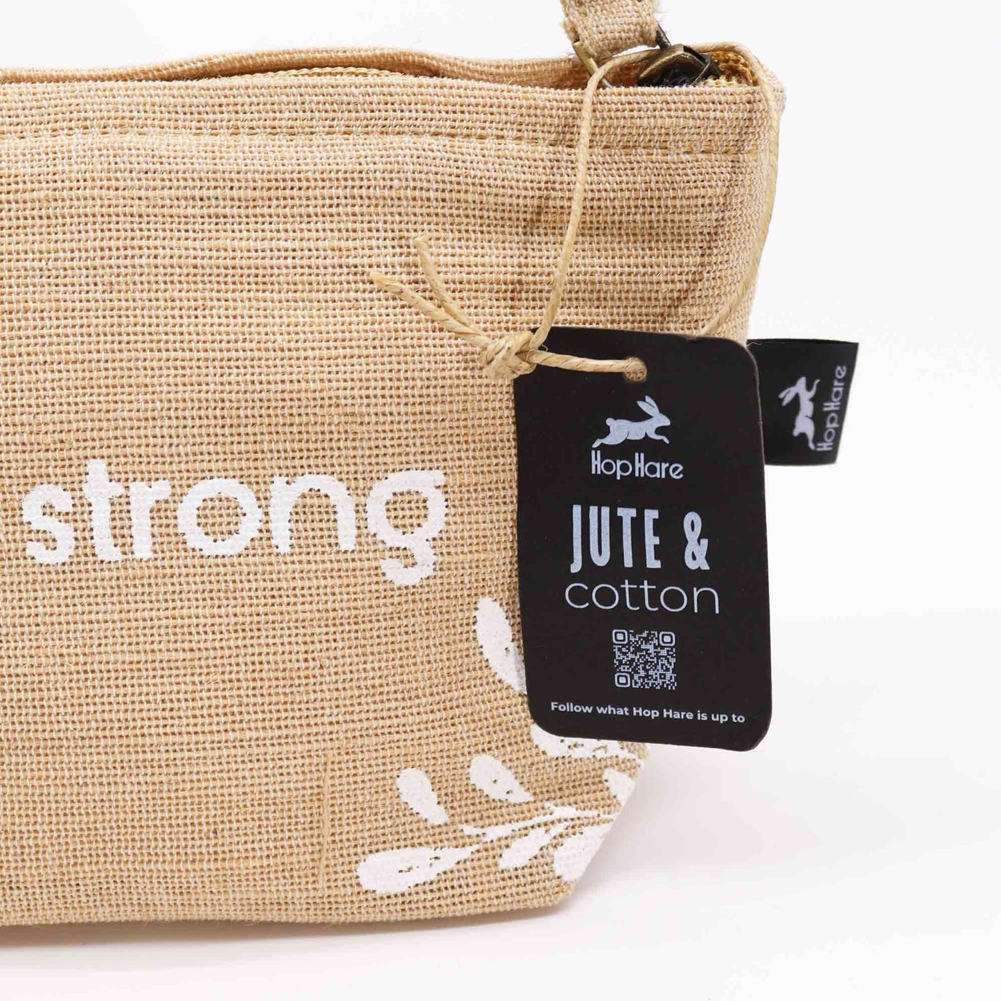 Hop Hare Motivationsbeutel 'I am Strong' – Jute-Pouch mit inspirierendem Spruch