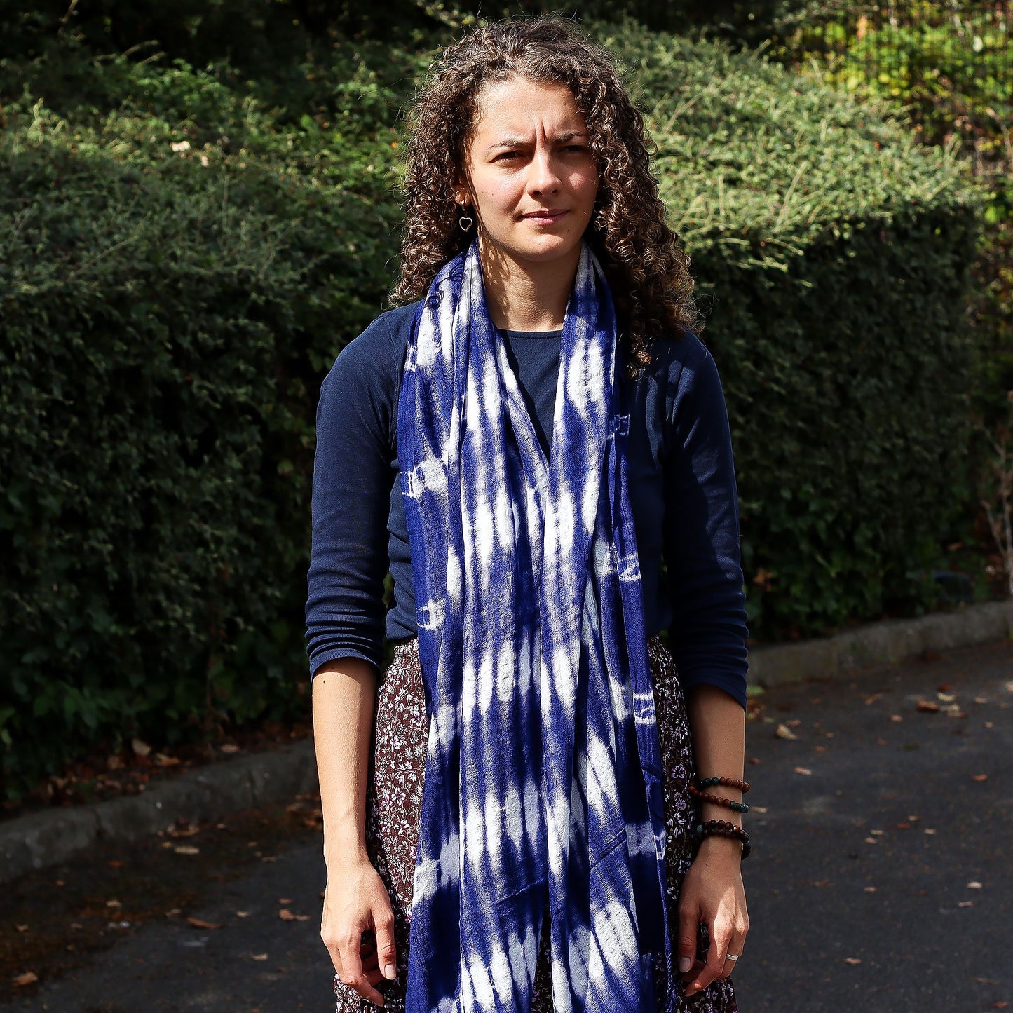 Set mit 4 Schals in Indigo-Streifen – Leichtes Leinen-Rayon