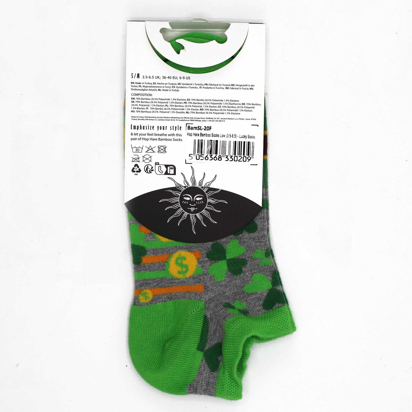Lucky Socks Sneakersocken aus Bambus - Gr. 41-46 mit Glückssymbolen