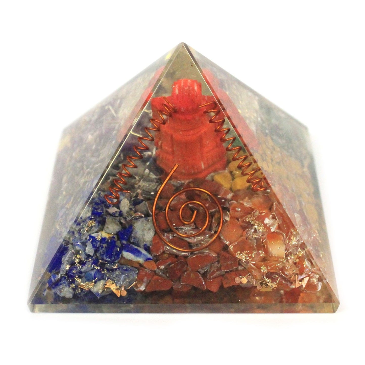 Orgonit-Pyramide mit Ganesh-Motiv – Energetischer Schutz in Kristallharz, 7 cm