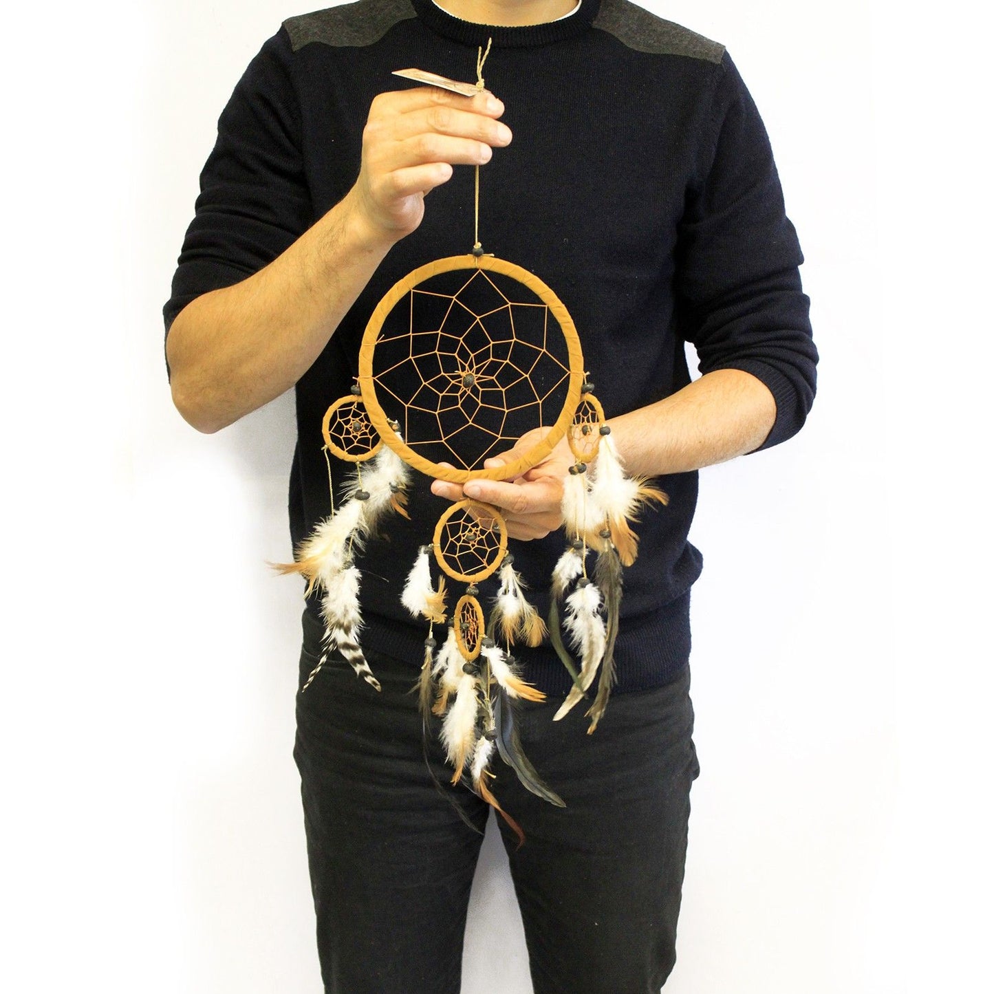 Großer Traumfänger Bali - Handgefertigt in Schwarz, Weiß und Rot