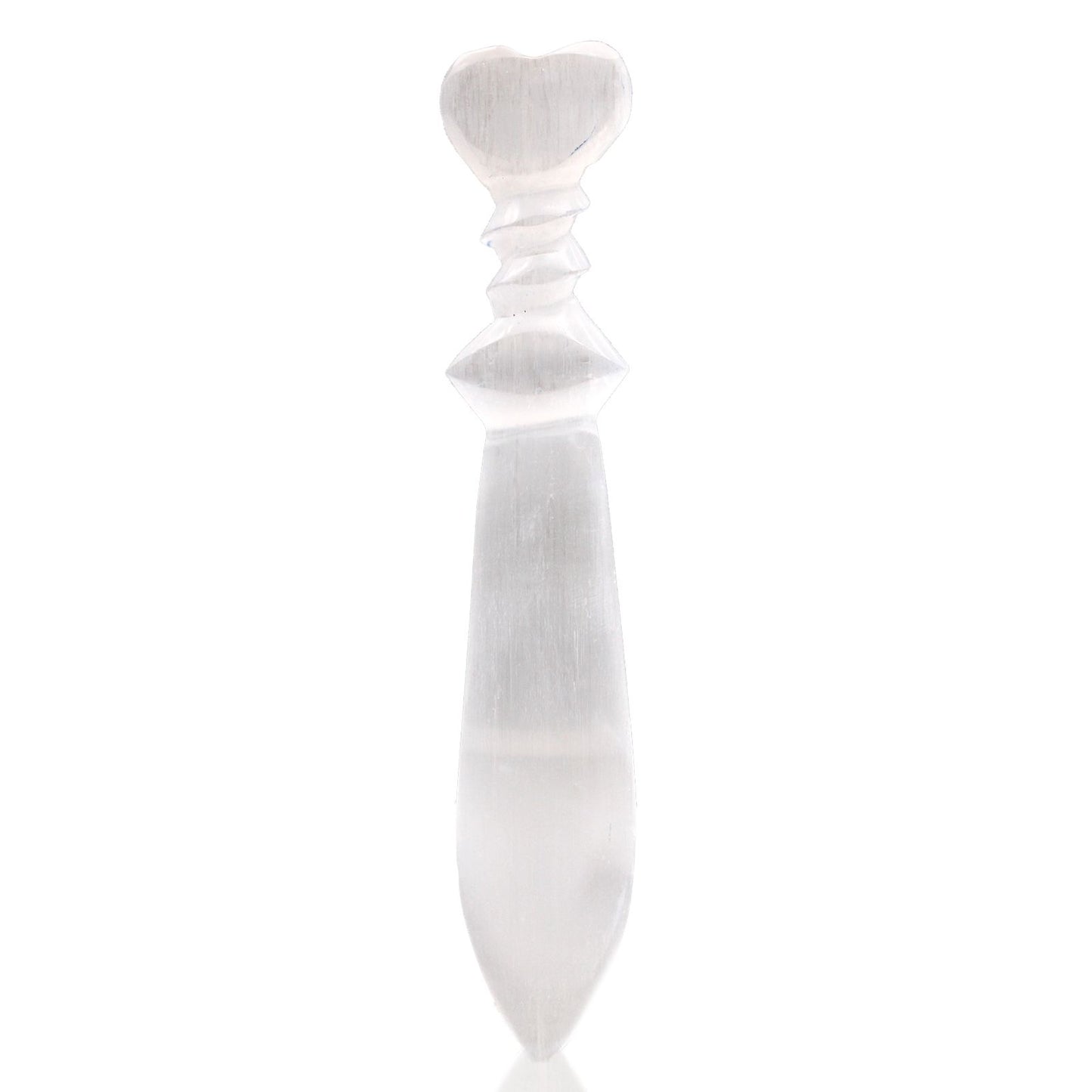 Selenit Ritualmesser mit Spiralgravur – 25 cm für energetische Reinigung