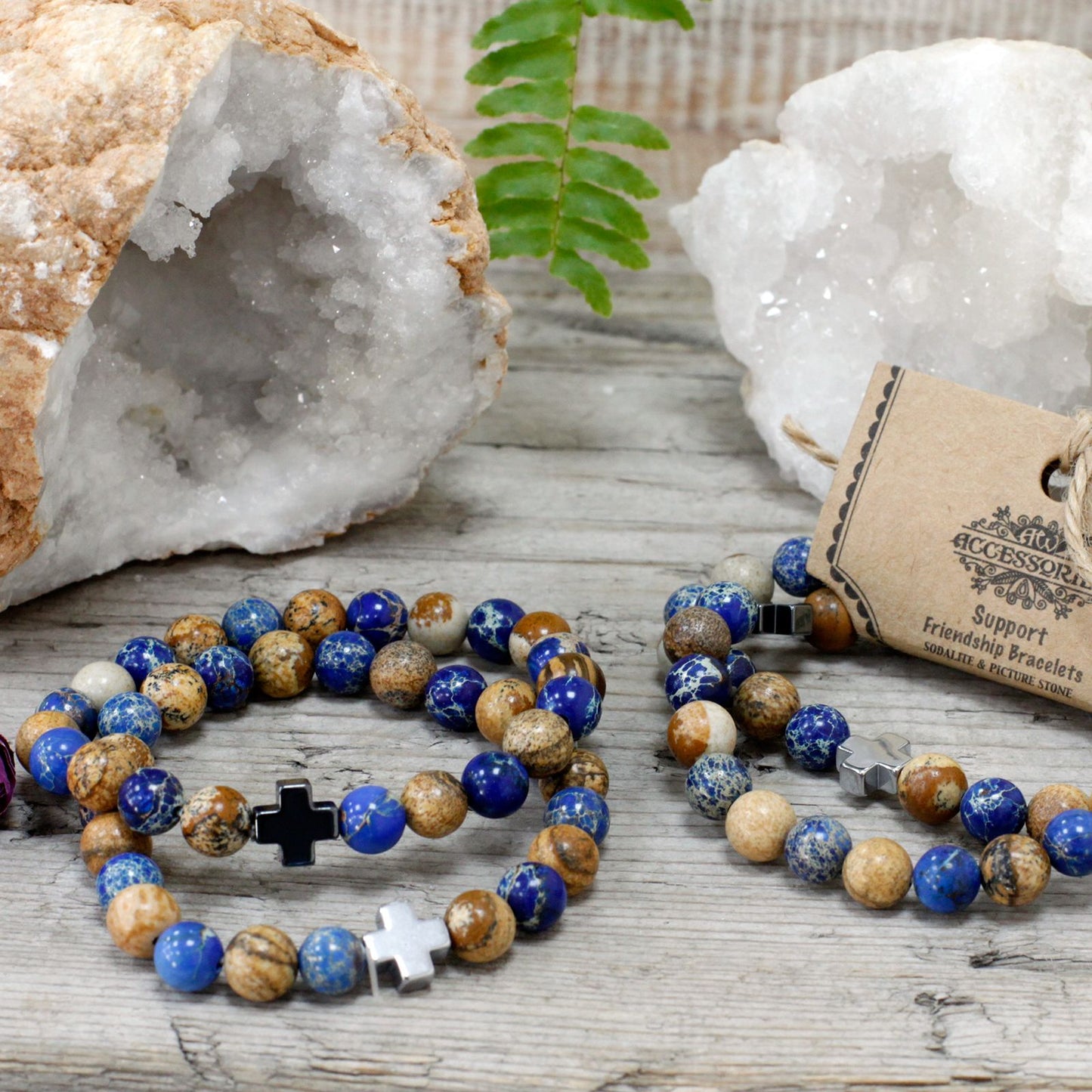 Freundschaftsarmband-Set Sodalit & Picturestone – 2-teilig mit Bedeutung