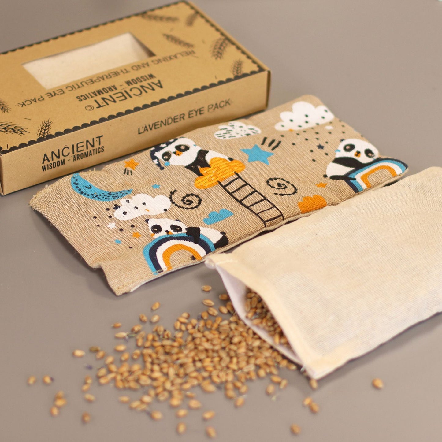 Lavendel-Kompressionskissen für die Augen aus Baumwolle mit Geschenkbox – Sleepy Panda Design