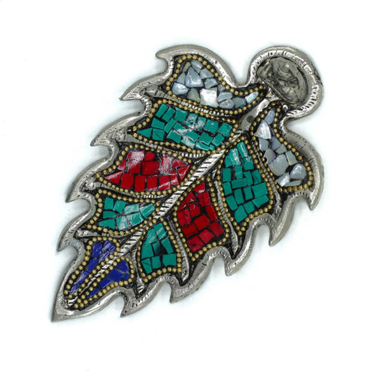 Tibetischer Räucherstäbchenhalter 'Buddha Blatt' in Metall