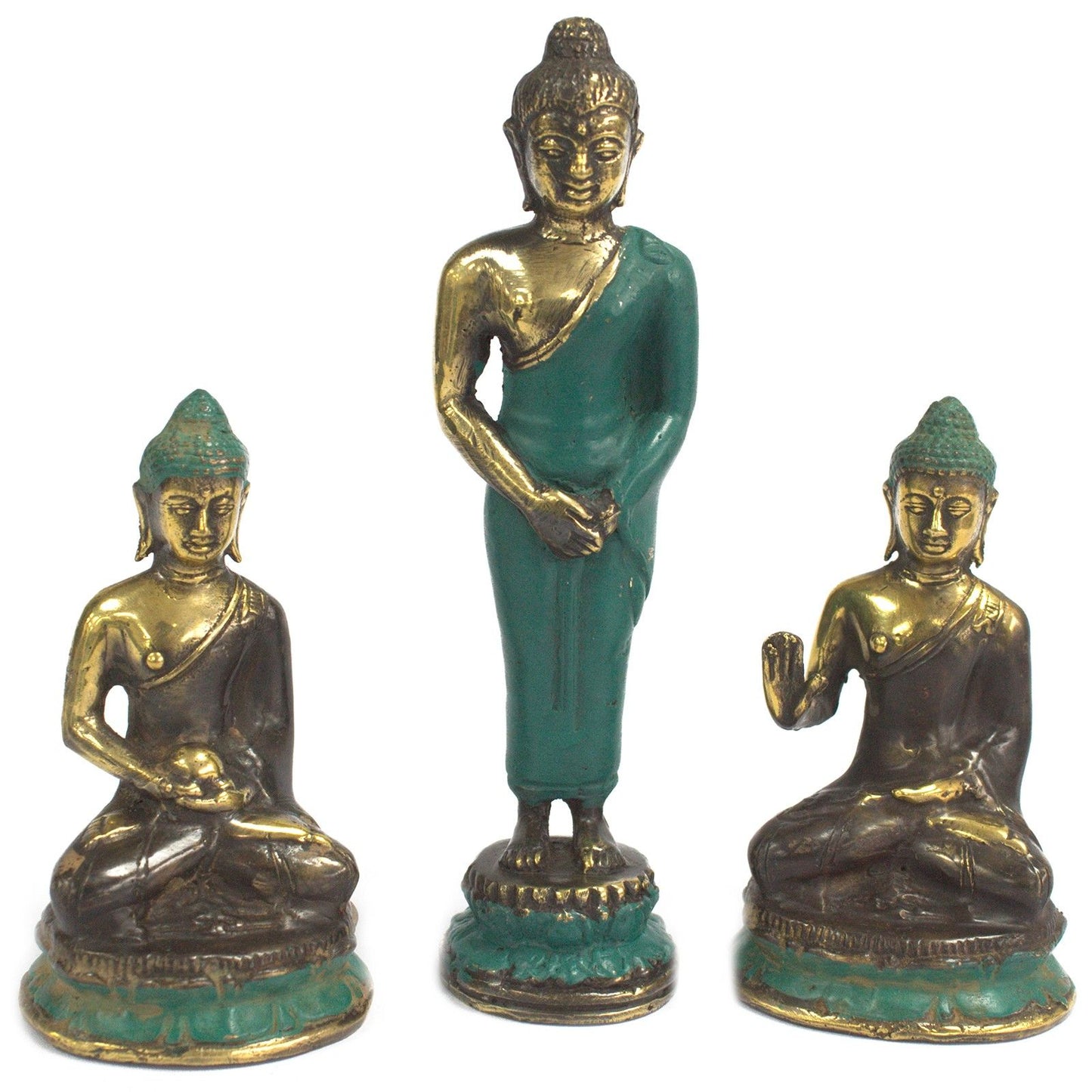 Messing-Statuette: Meditierender Buddha in mittlerer Größe