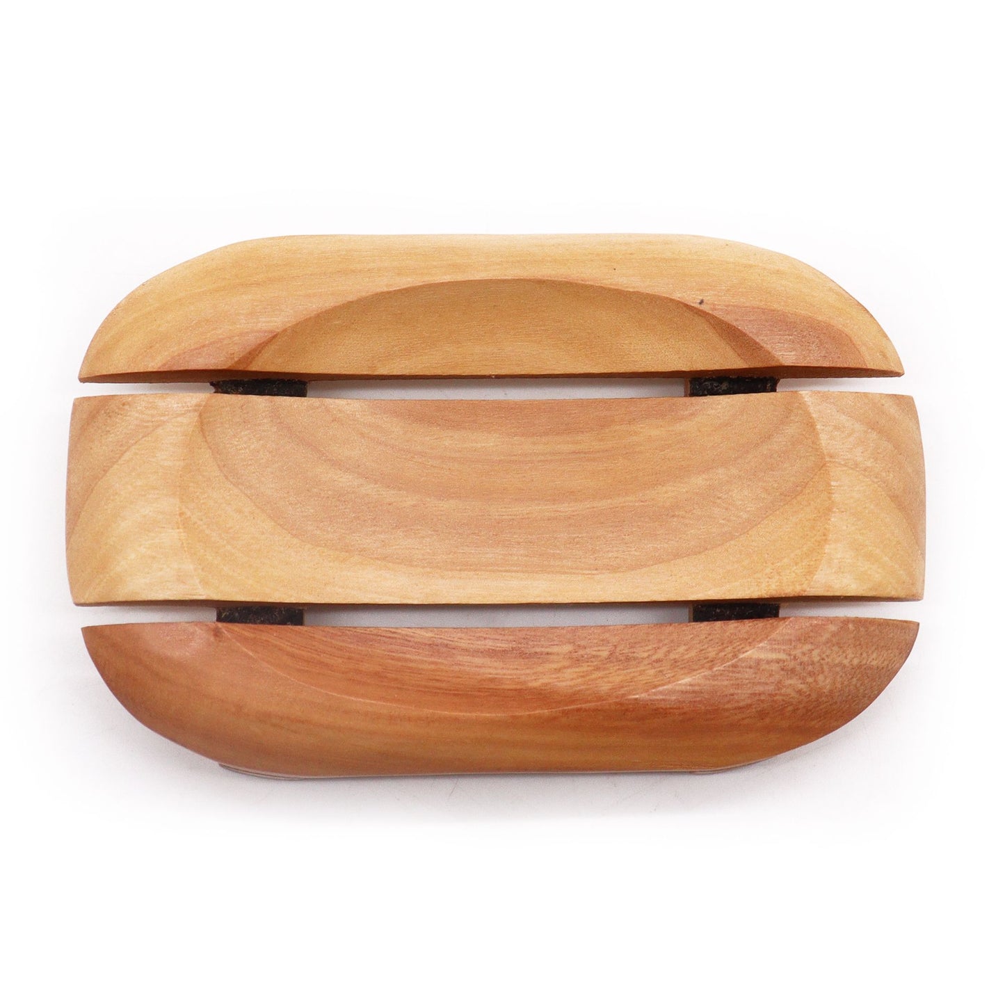 Seifenschale aus Naseberry-Holz - Zeitloses Oval-in-Rechteck Design