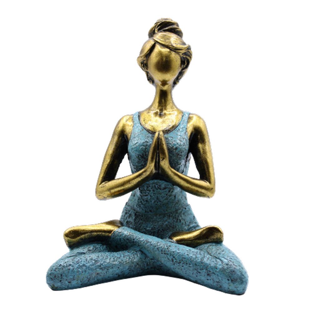 Zenith Yoga-Figur – Handbemalte Meditationstatue in Bronze & Türkis, 24 cm