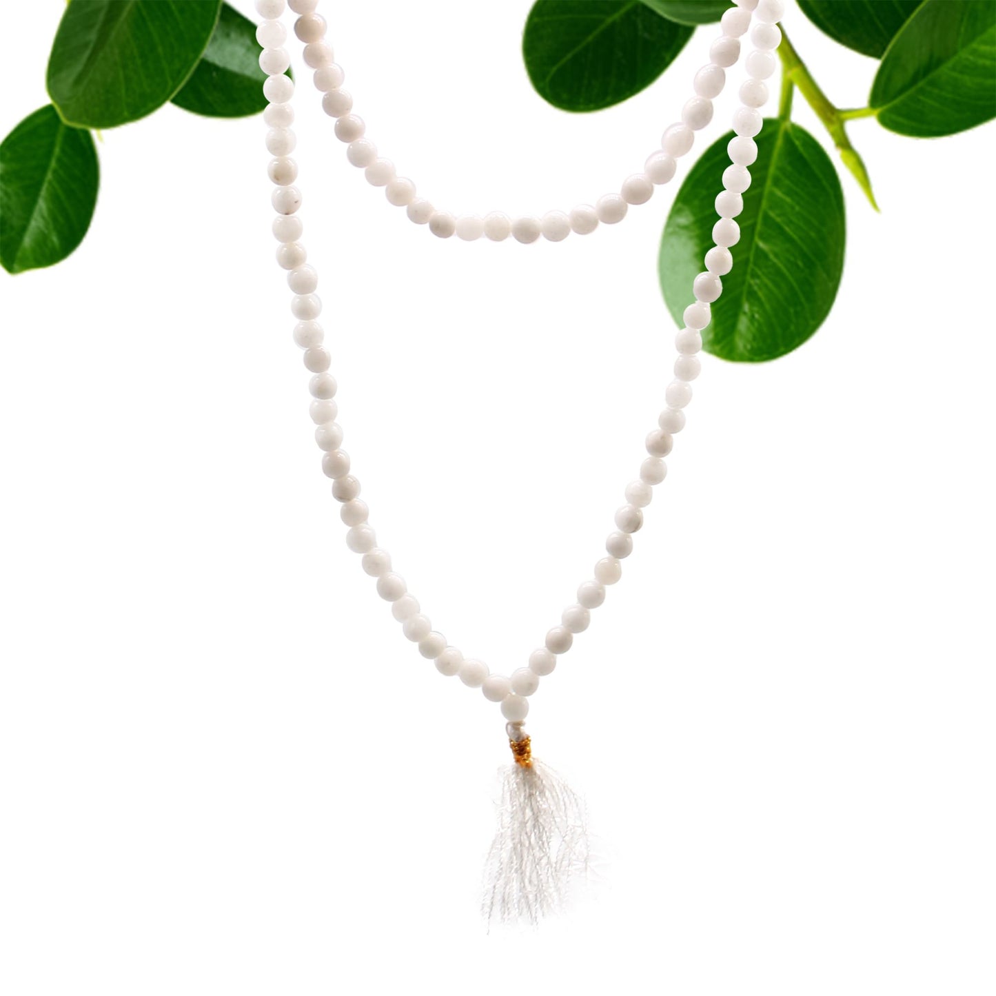 Edelstein-Mala aus Weißem Quarz – 108 Perlen für Meditation & Stil