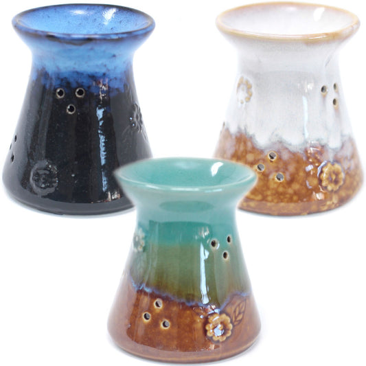 Keramik-Duftlampe mit Blumenmuster – Rustikales Terrakotta-Design