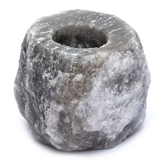 Grauer Himalaya-Salz Kerzenhalter – Natürliches Unikat (600-800g)