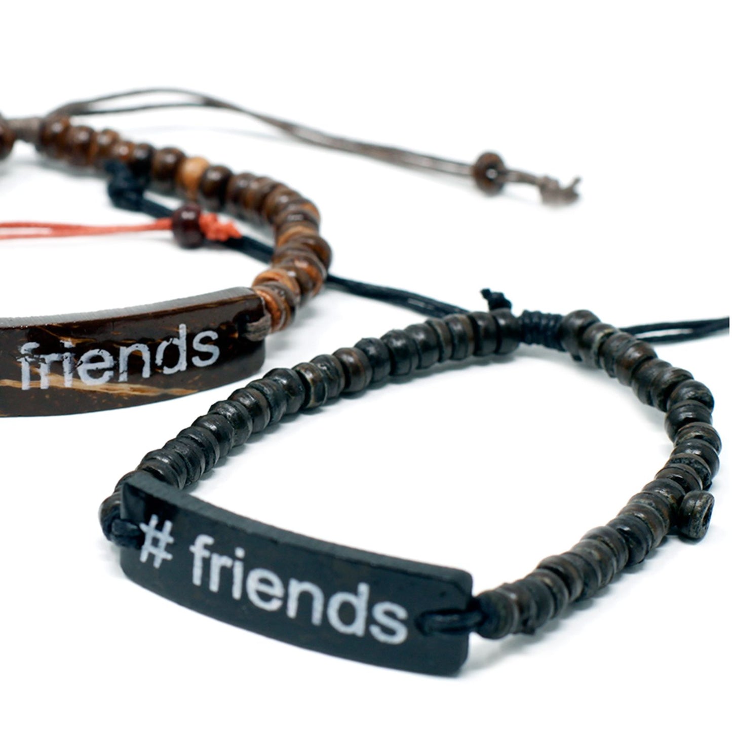 Coco Slogan Armband #Friends – Dehnbares Kokosholz-Accessoire