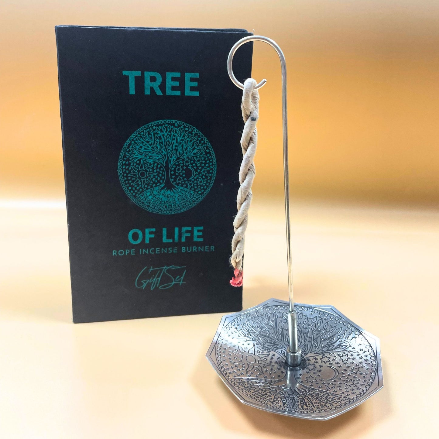 Räucherschnur-Set 'Lebensbaum' mit Messinghalter – 10 Stück in Geschenkbox