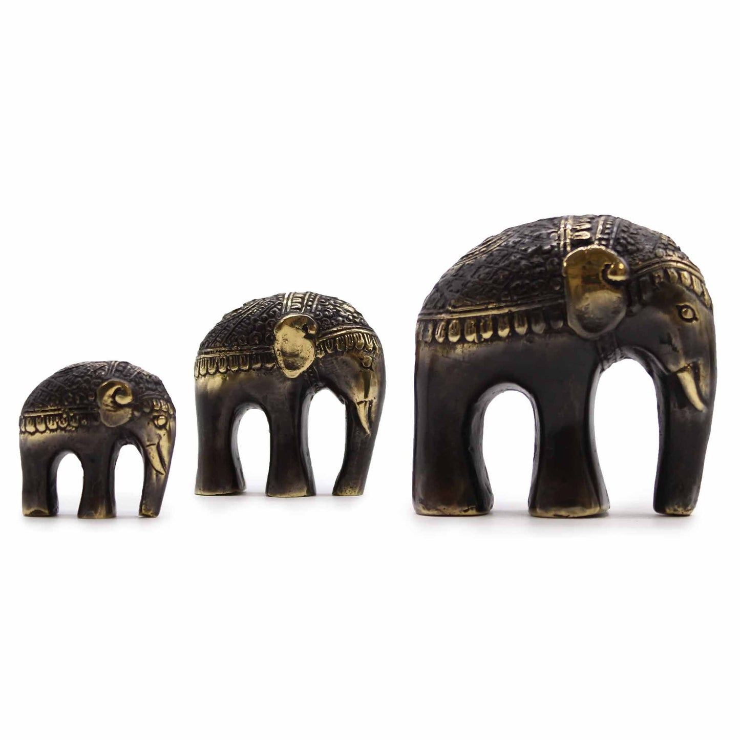 Dreier-Set Elefanten-Skulpturen aus Messing – Fengshui-Dekoration