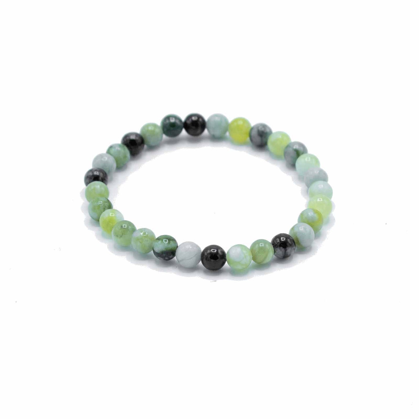 Armband aus natürlicher Oliven Jade – Handverknotet mit Silber