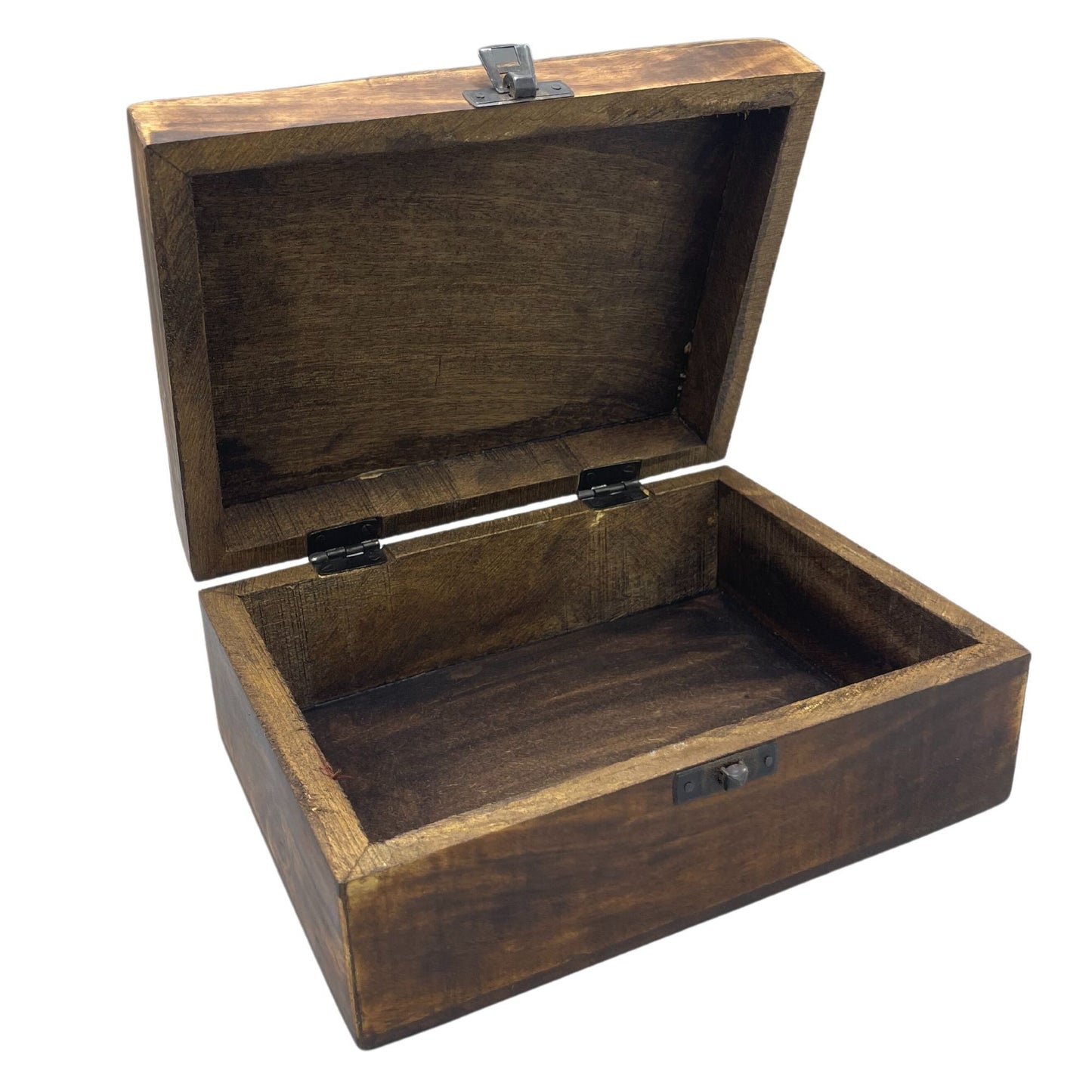 Große Aufbewahrungsbox aus Mangoholz mit Keramikglasur - Weiß, 20x15x7,5 cm