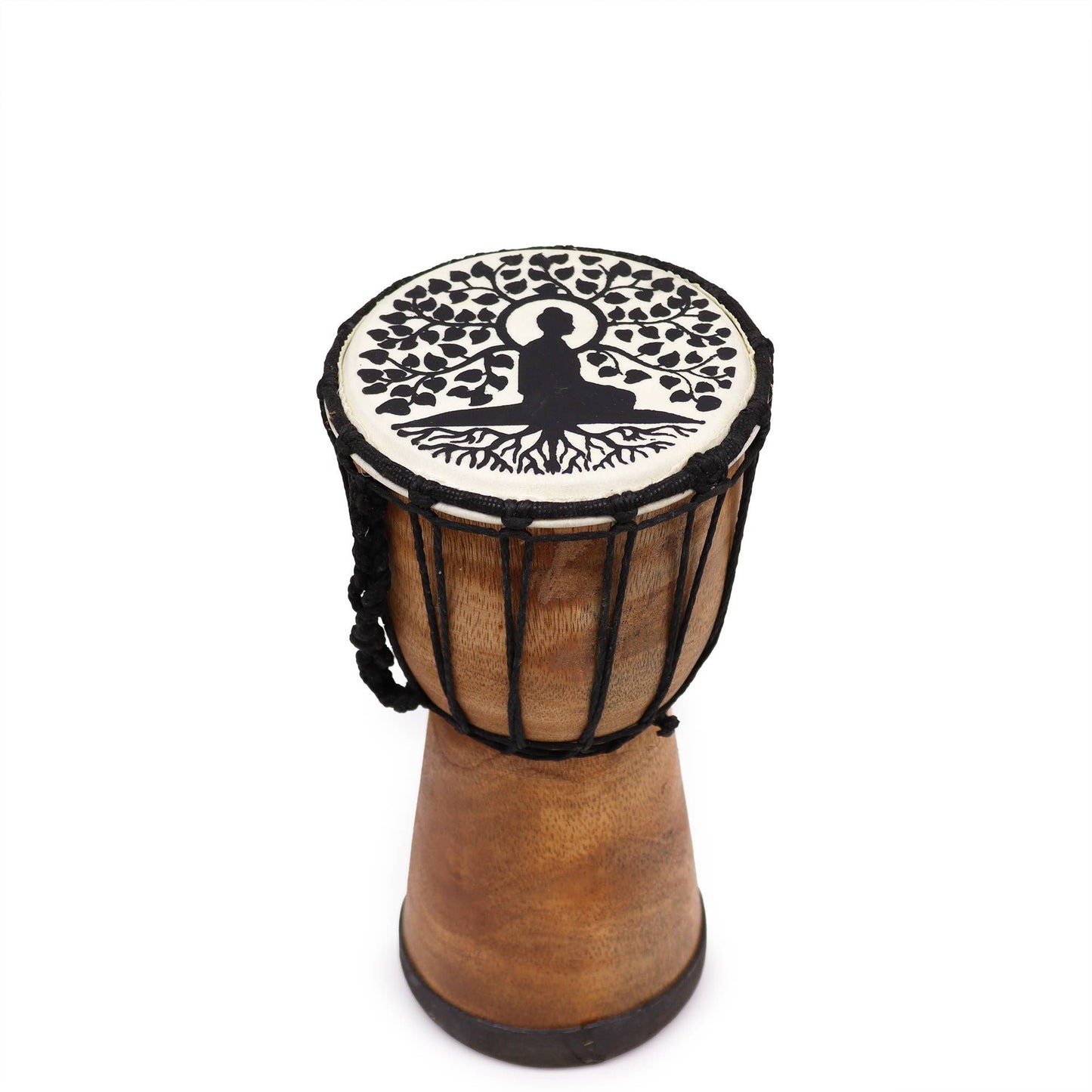 Handgefertigte Djembe-Trommel mit Buddha-Motiv – 25 cm Wide Top