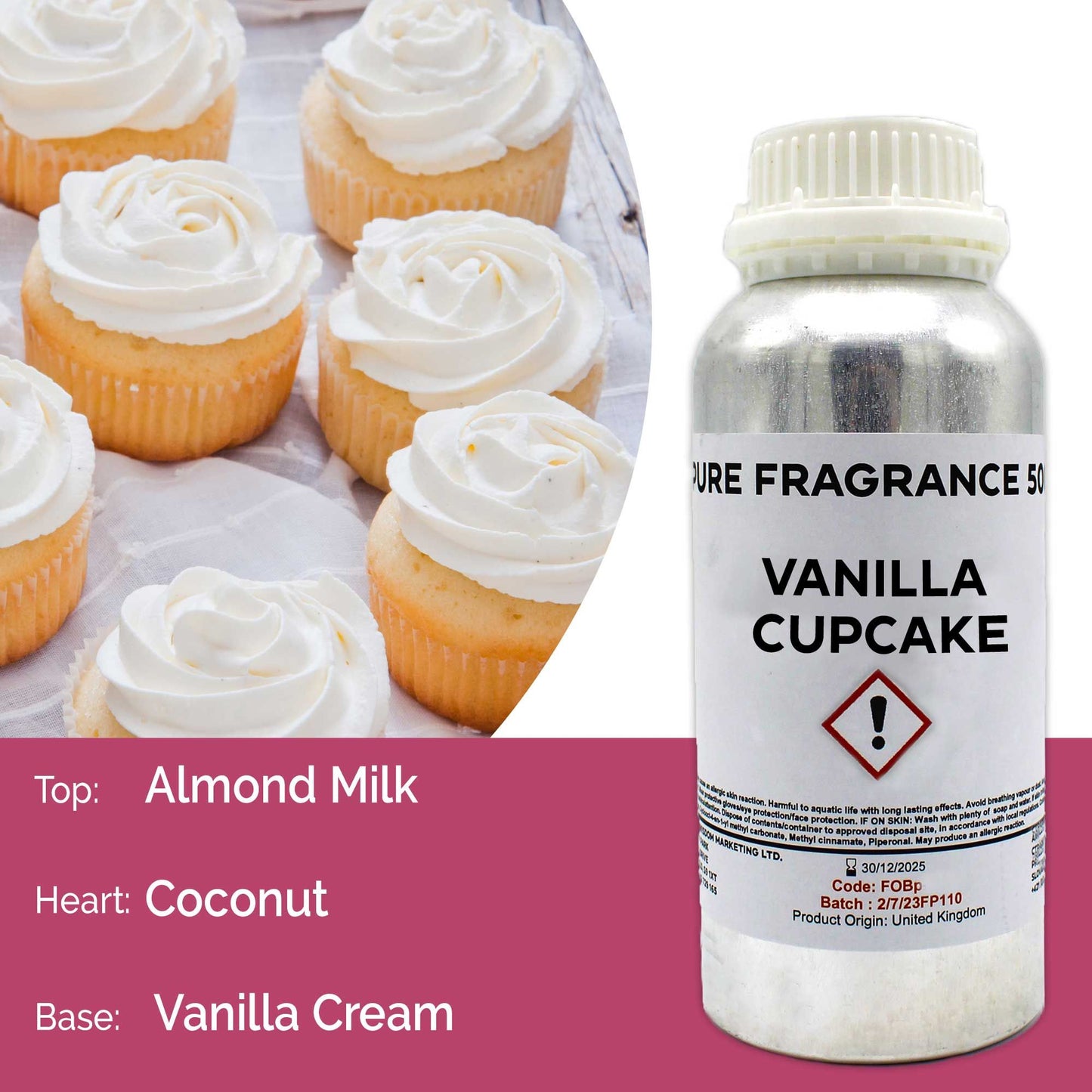 Reines Duftöl Vanille Cupcake – 500ml Flakon für sinnliche Wohlfühlmomente