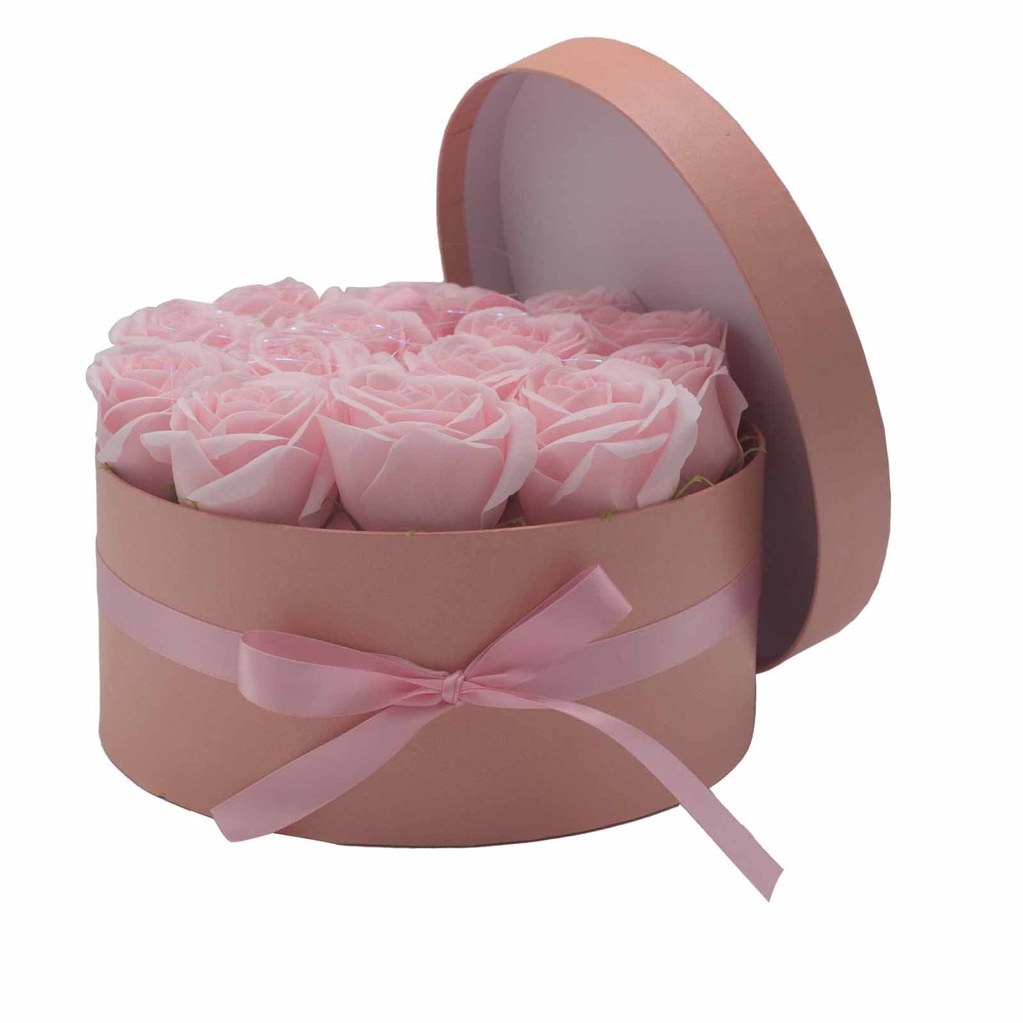 Luxus Seifenrosen-Strauß mit 14 rosa Rosen – Wiederverwendbare Geschenkbox