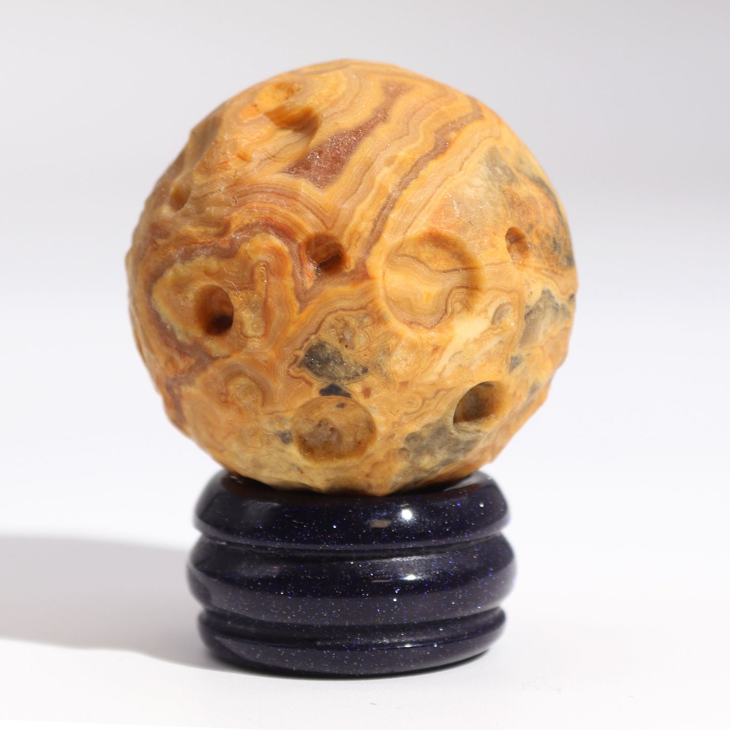 Crazy Lace Jasper Edelsteinkugel 40mm auf Solar-Goldstein-Ständer - Merkur Energie
