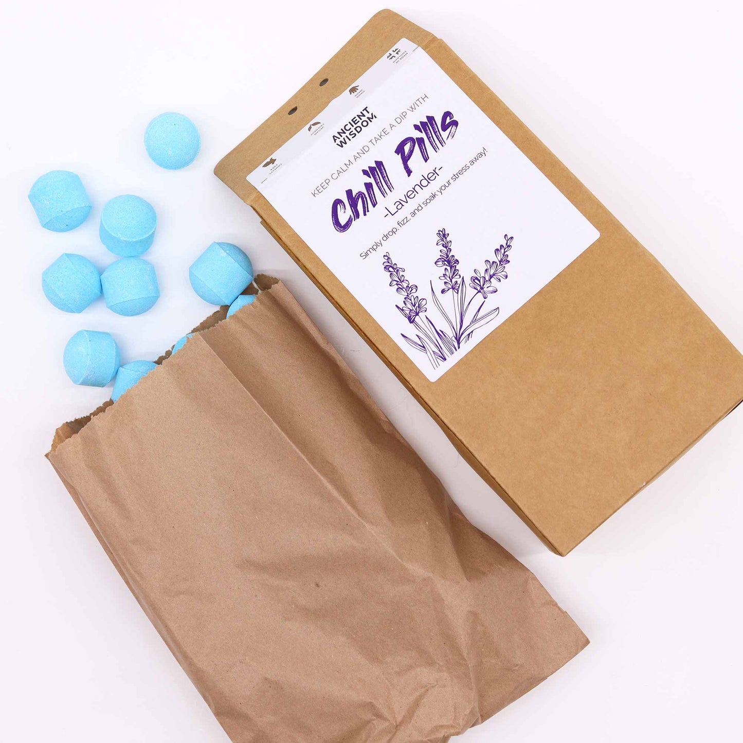 Lavendel Badebomben Geschenkset - 30 Mini-Kugeln für Entspannung