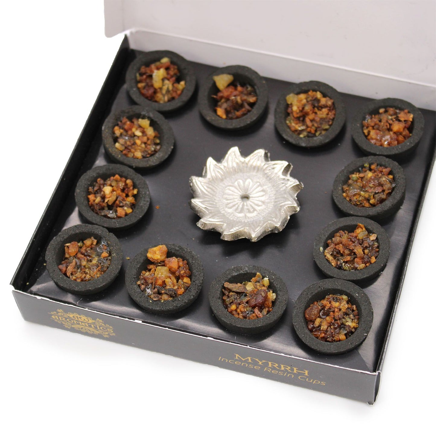 Myrrhe Harzbecher Set – 12 historische Räucherbecher in Geschenkbox