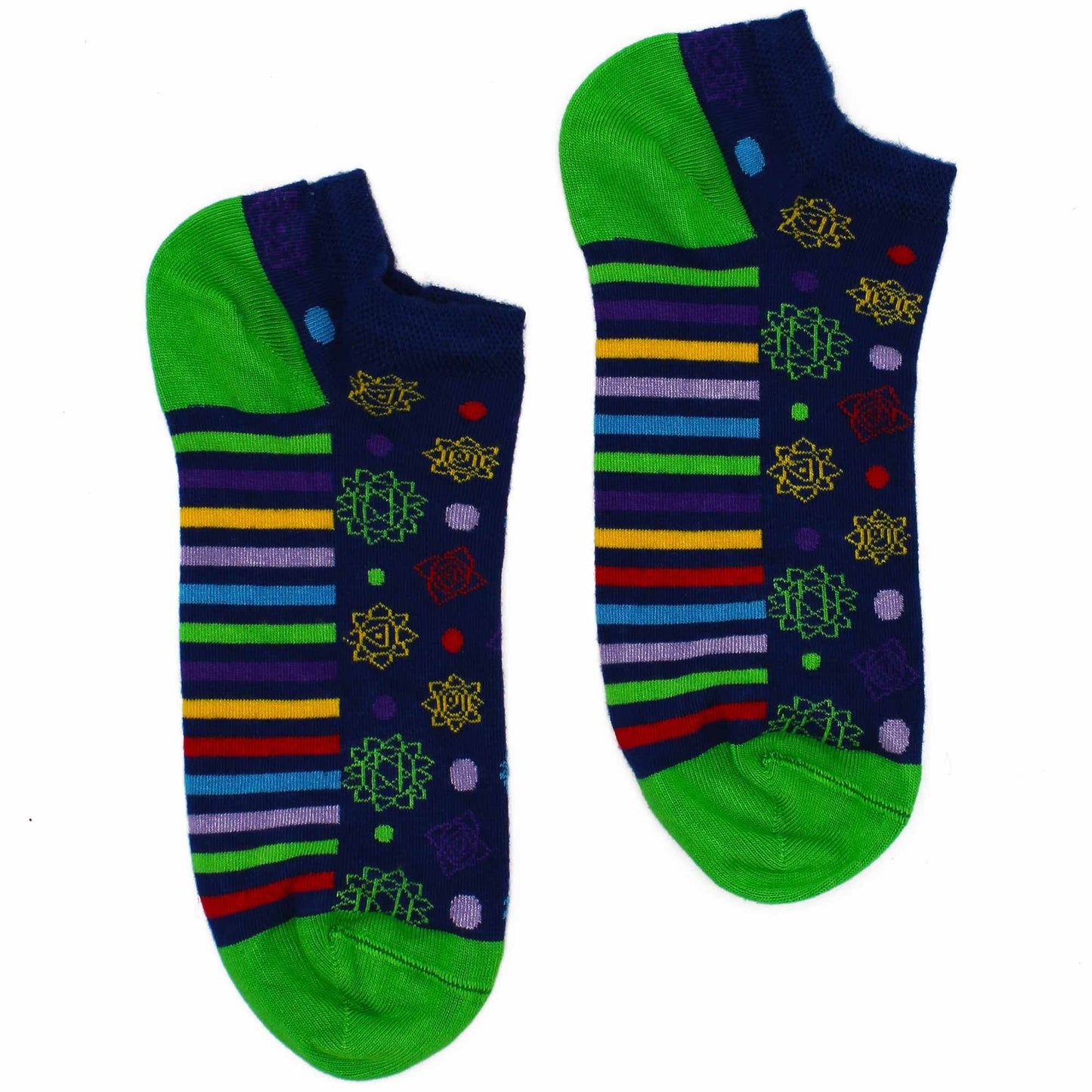 Bambus Sneakersocken mit 7-Chakra-Motiv – Größe 36-40