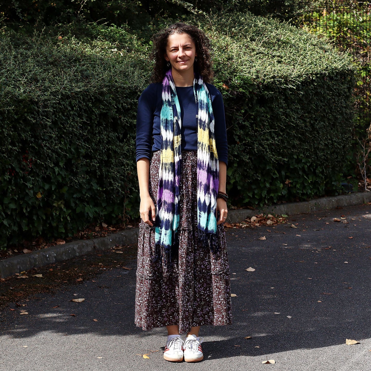 Boho Java Wickelschal – Lebendige Streifen in Leinen-Reyon