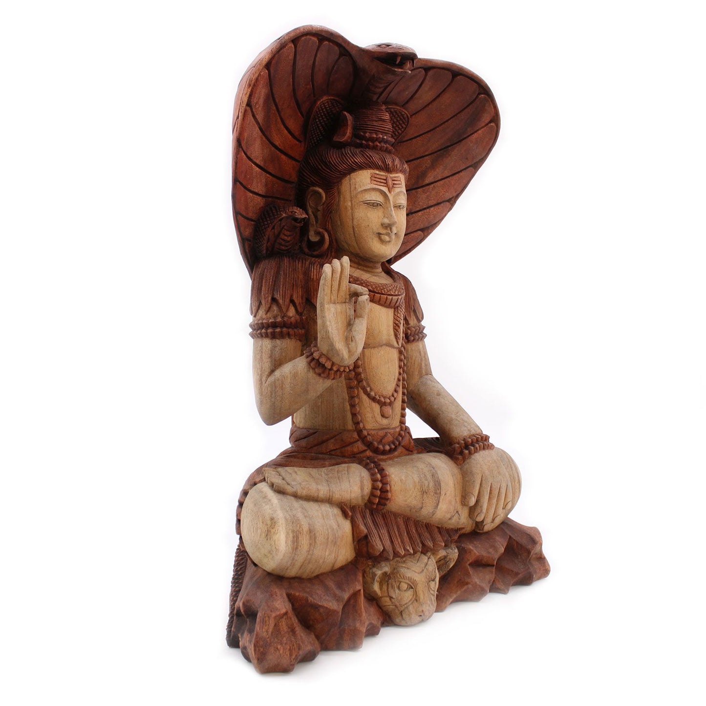 Shiva Statue mit Kobra - Handgeschnitztes Unikat aus Suarholz, 50 cm
