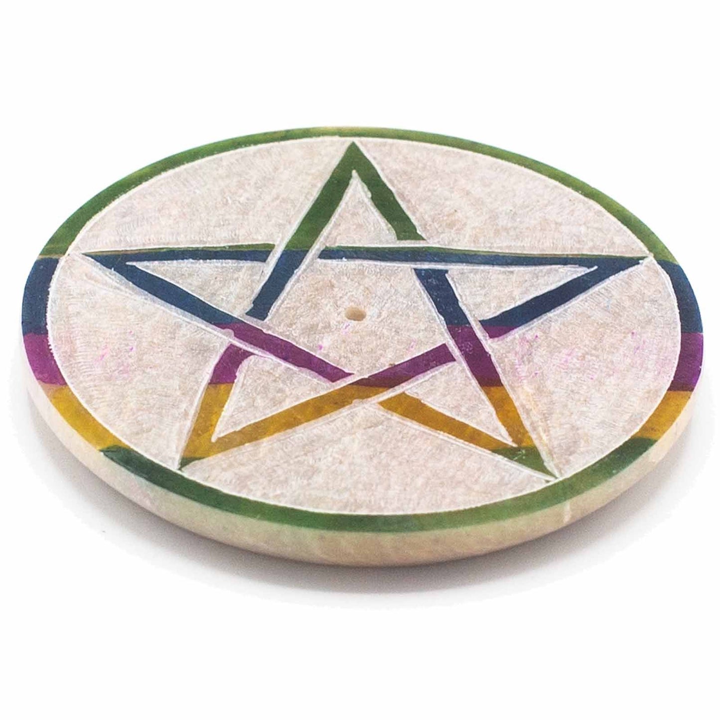 Pentagramm-Räucherscheibe aus Speckstein – 8 cm
