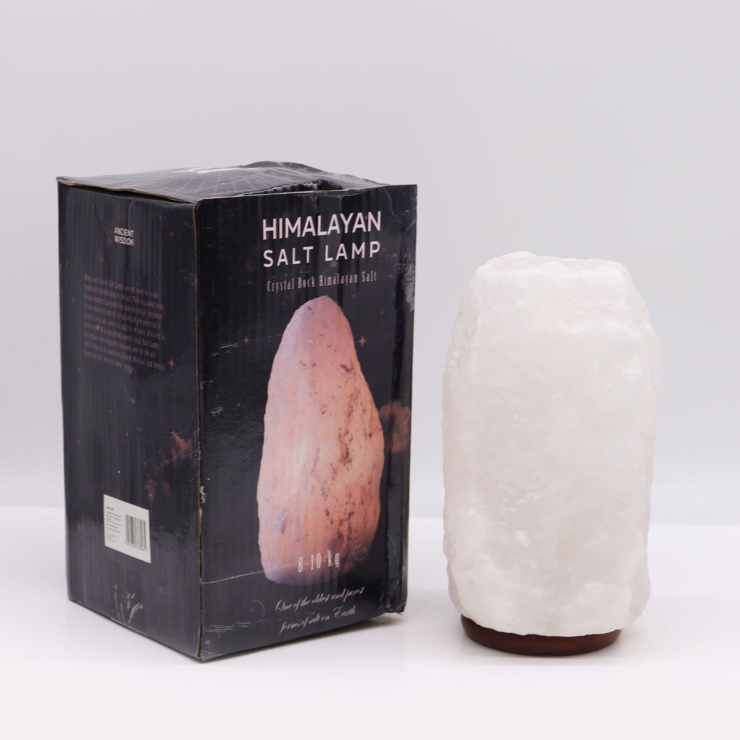 Großformatige Himalaya-Salzlampe (8-10 kg) mit rustikalem Holzsockel