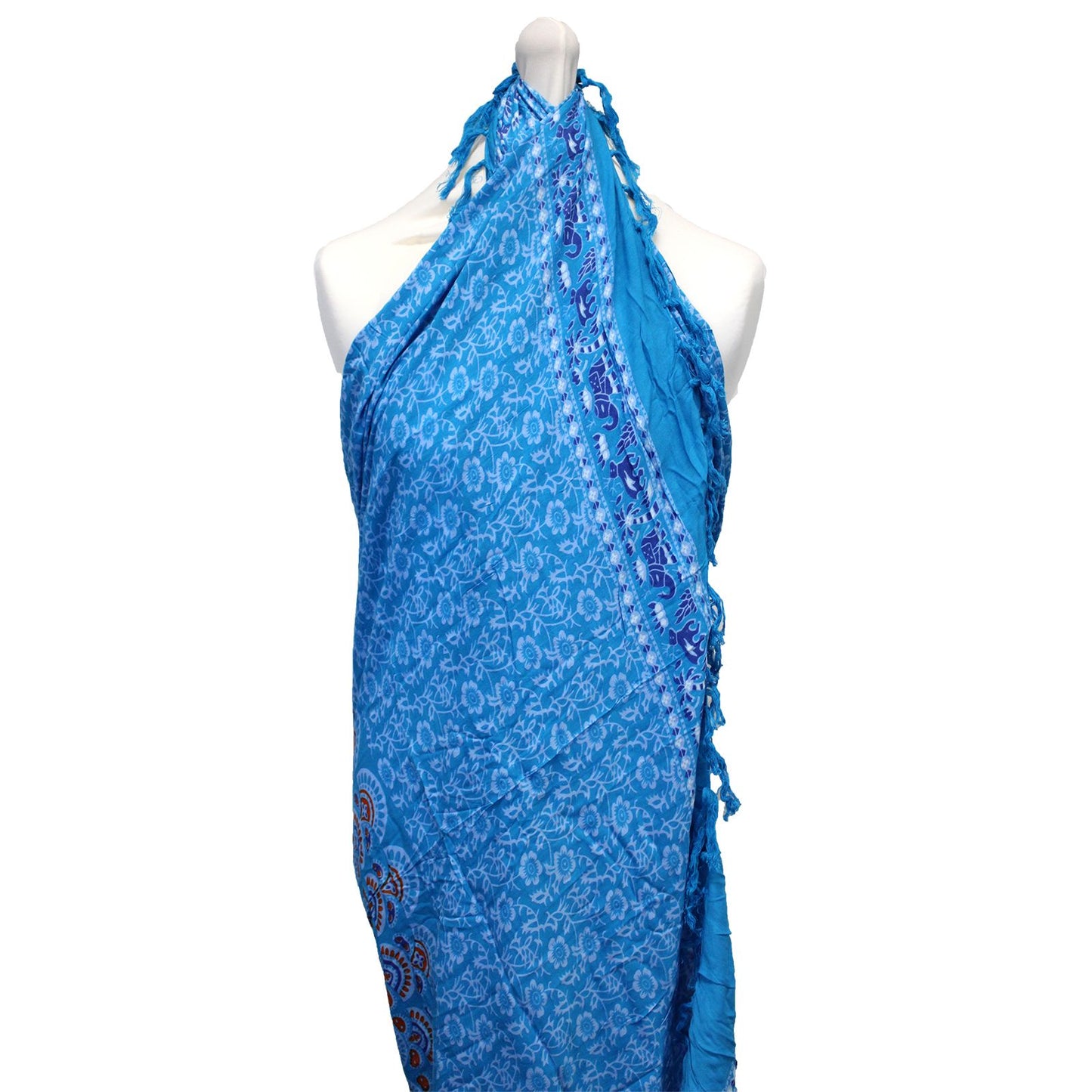 Sarong mit Mandala-Muster in Türkis und Orange – 140 x 100 cm aus Rayon