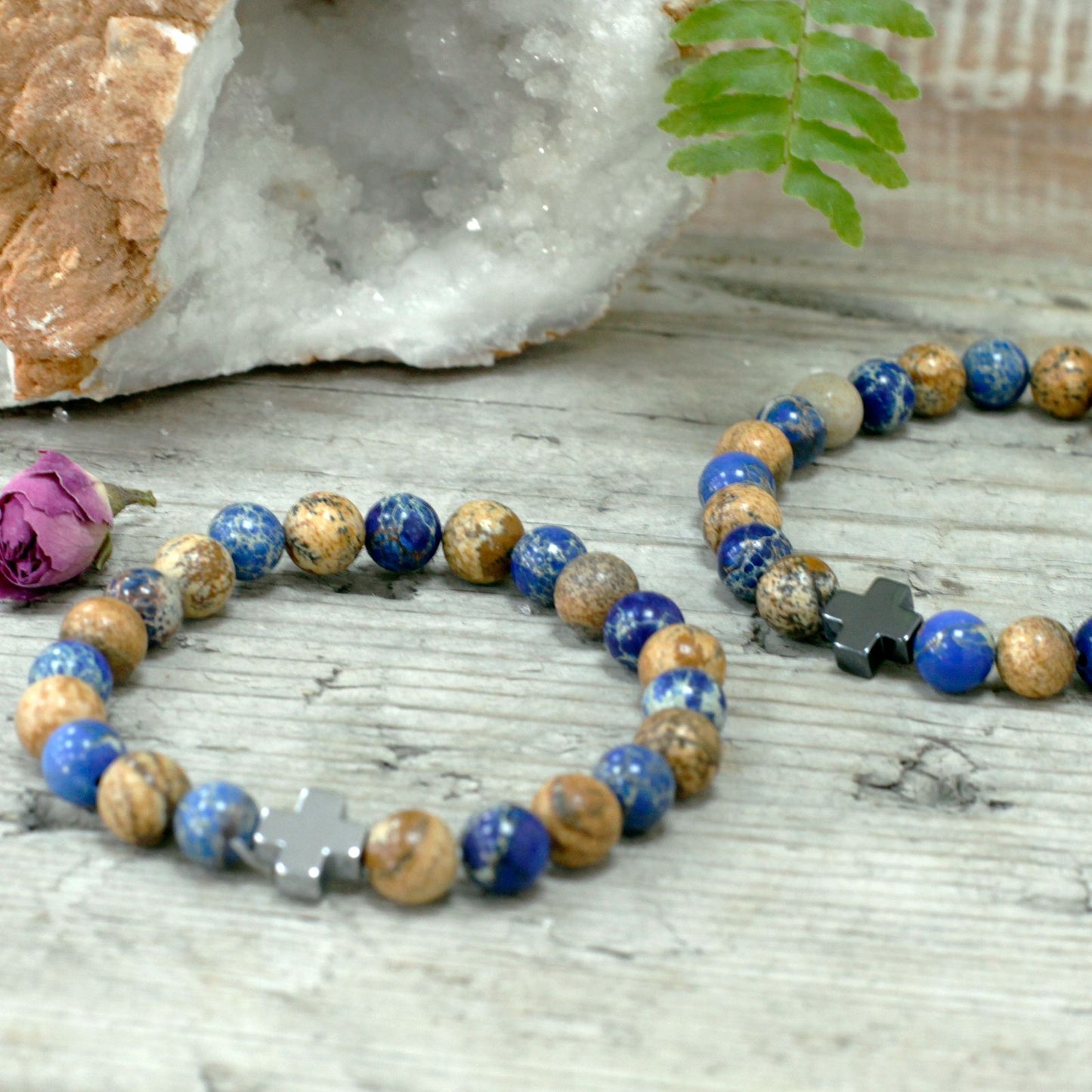 Freundschaftsarmband-Set Sodalit & Picturestone – 2-teilig mit Bedeutung