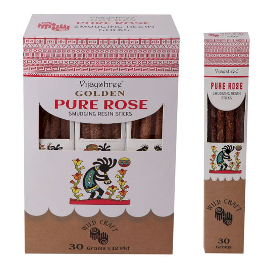Goldene Räucherstäbchen aus reinem Rosenharz – 6 Stück (30g)