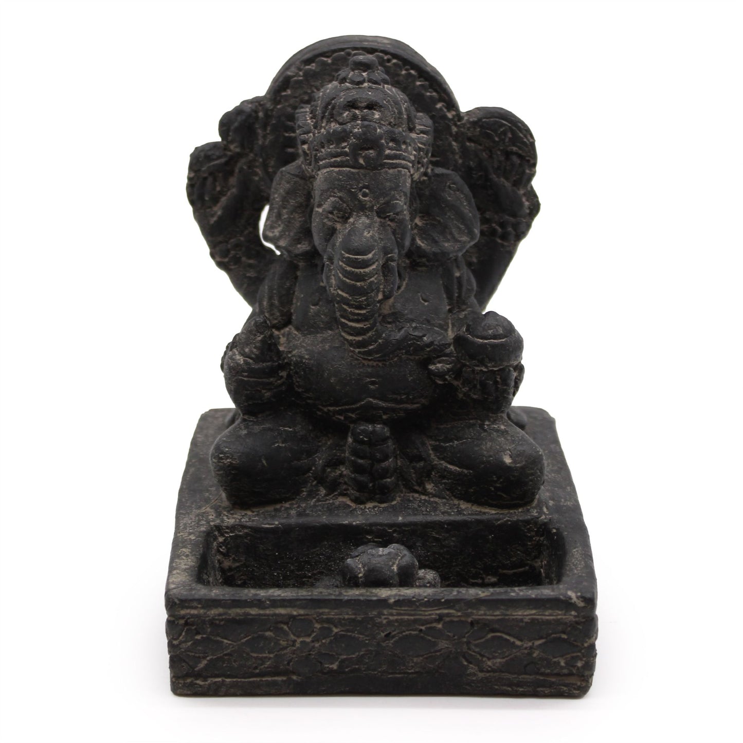 Ganesha Räucherstäbchenhalter aus Beton - Antik Schwarz