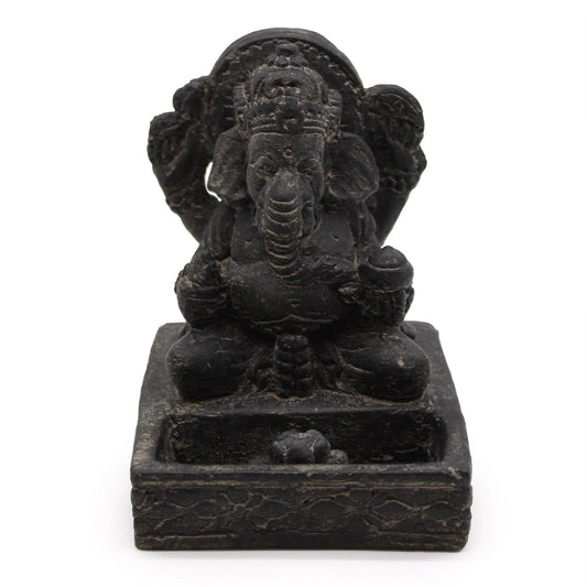 Ganesha Räucherstäbchenhalter aus Beton - Antik Schwarz