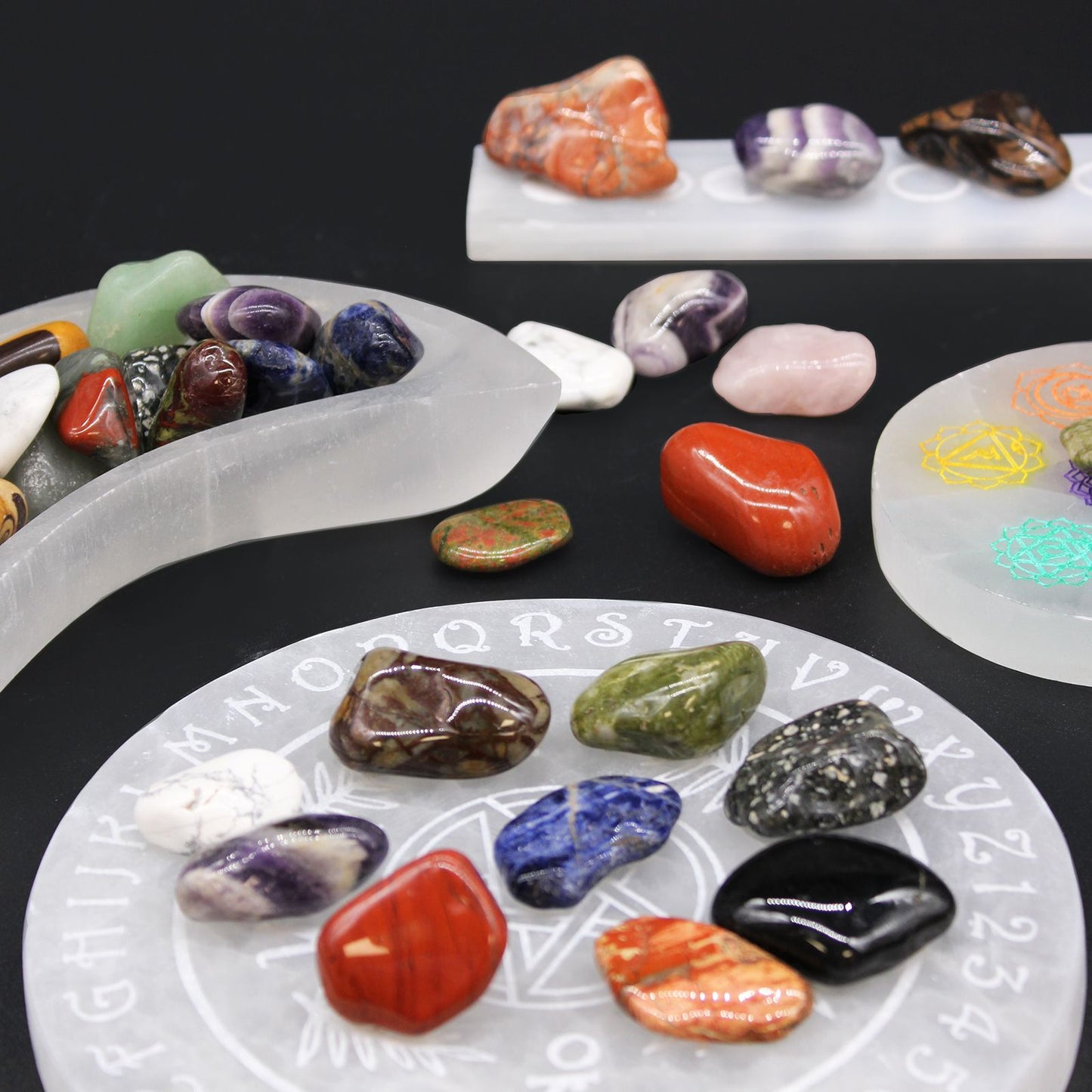 Set mit 12 afrikanischen Trommelsteinen - Drachensteine