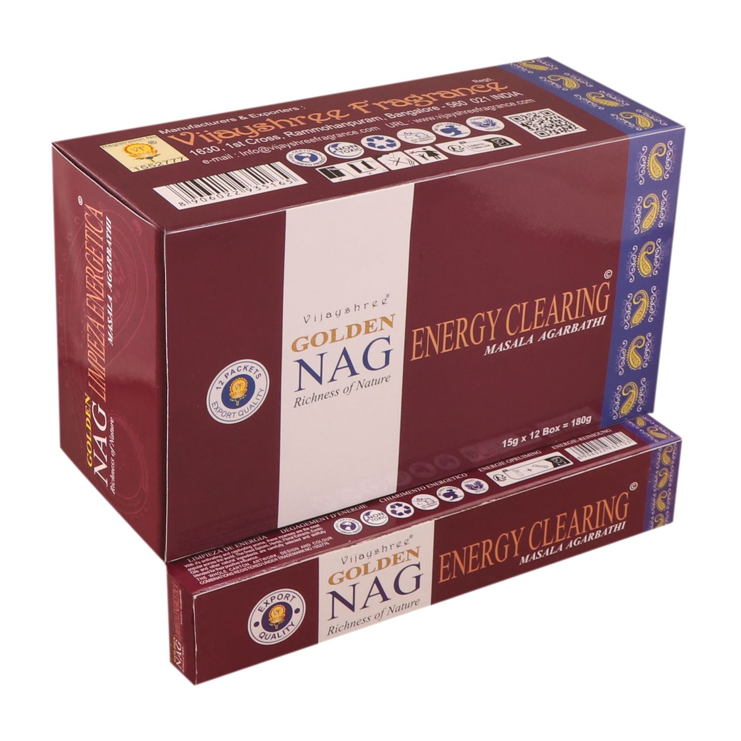 Golden Nag Räucherstäbchen Set - Energie & Fokus (12x Packungen)