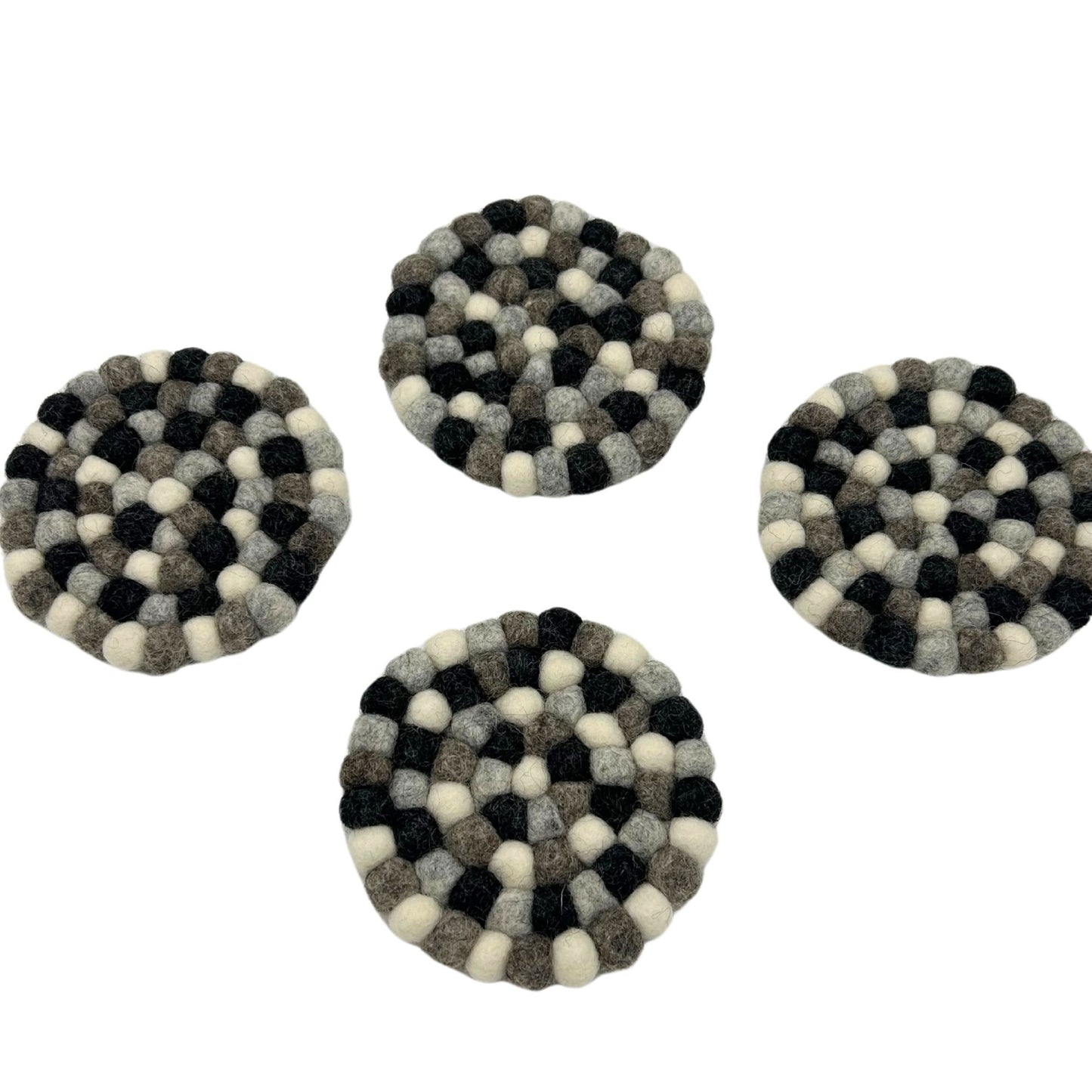 Set mit 4 runden Filzuntersetzern in Grau Melange – 10 cm