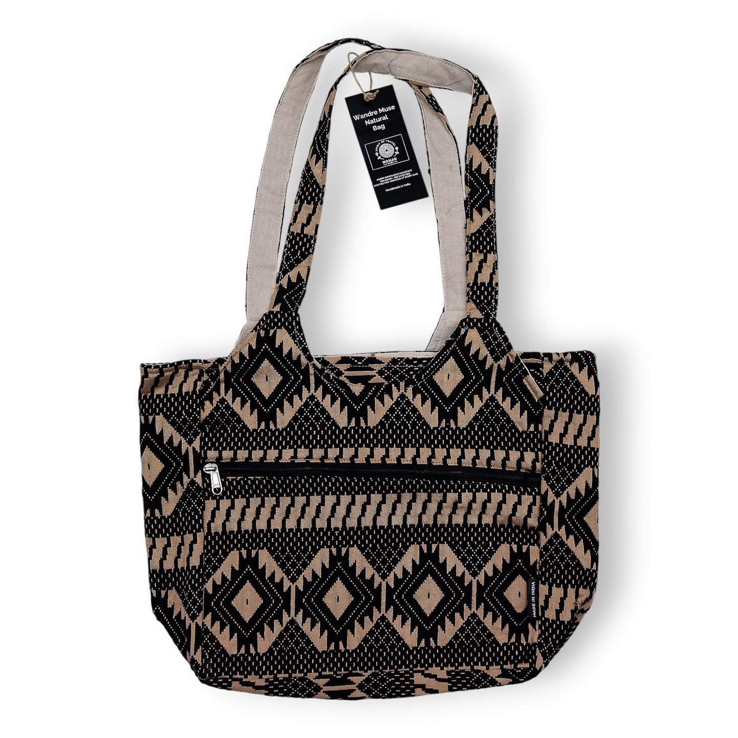 Natural Jacquard Tasche 'Wander Muse' – Erdiger Begleiter für den Alltag
